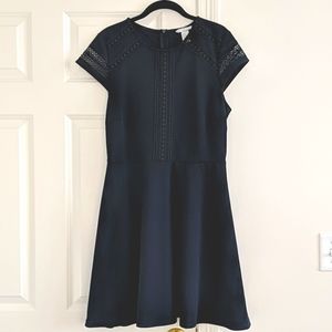 H&M Navy Skater Dress with Lace Detailing